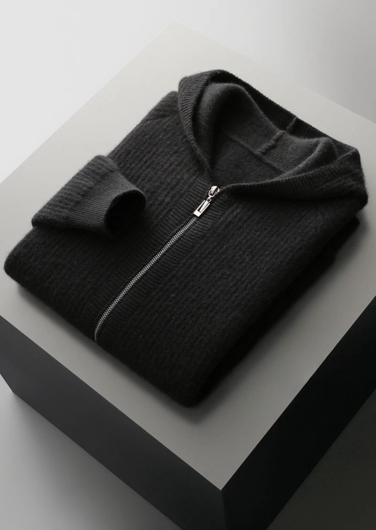 Hoodie Homme Zippé en Maille Côtelée