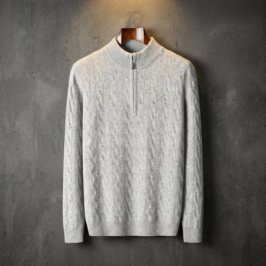 PULL HOMME | DEMI-ZIP | MOTIF CÂBLE