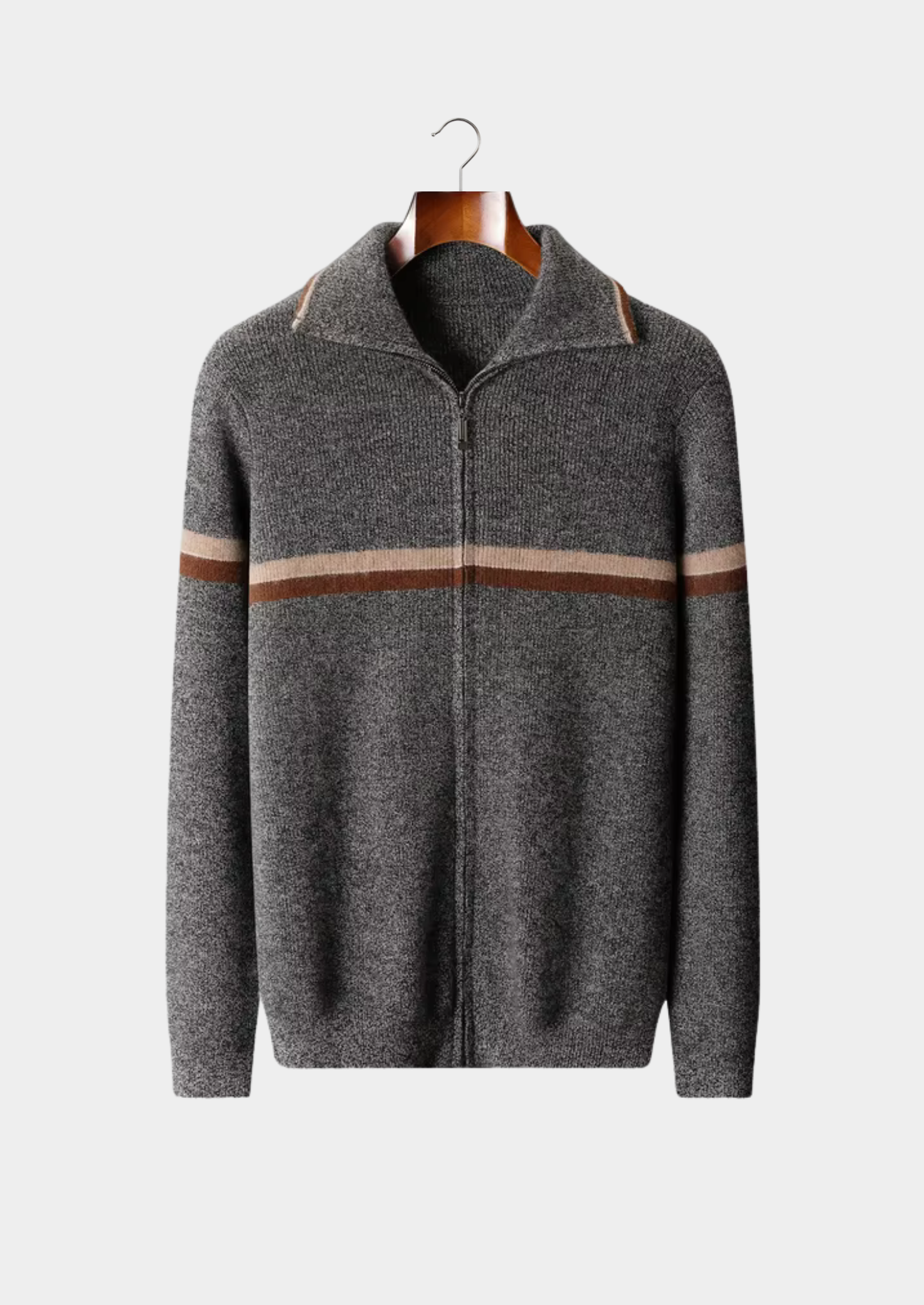 Cardigan Homme Zippé Rayé | Coupe Droite