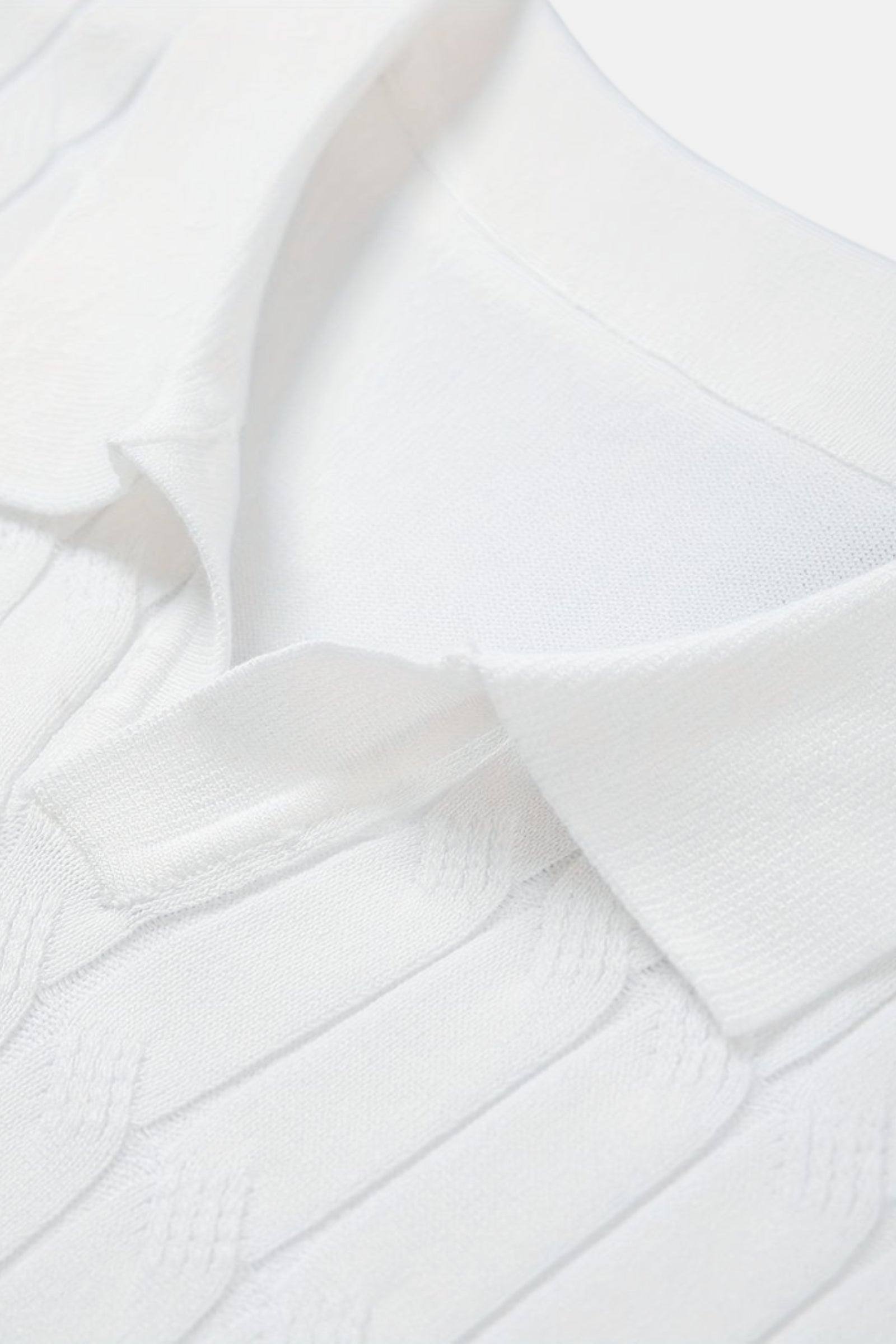 Polo Homme Col V à Maille Torsadée