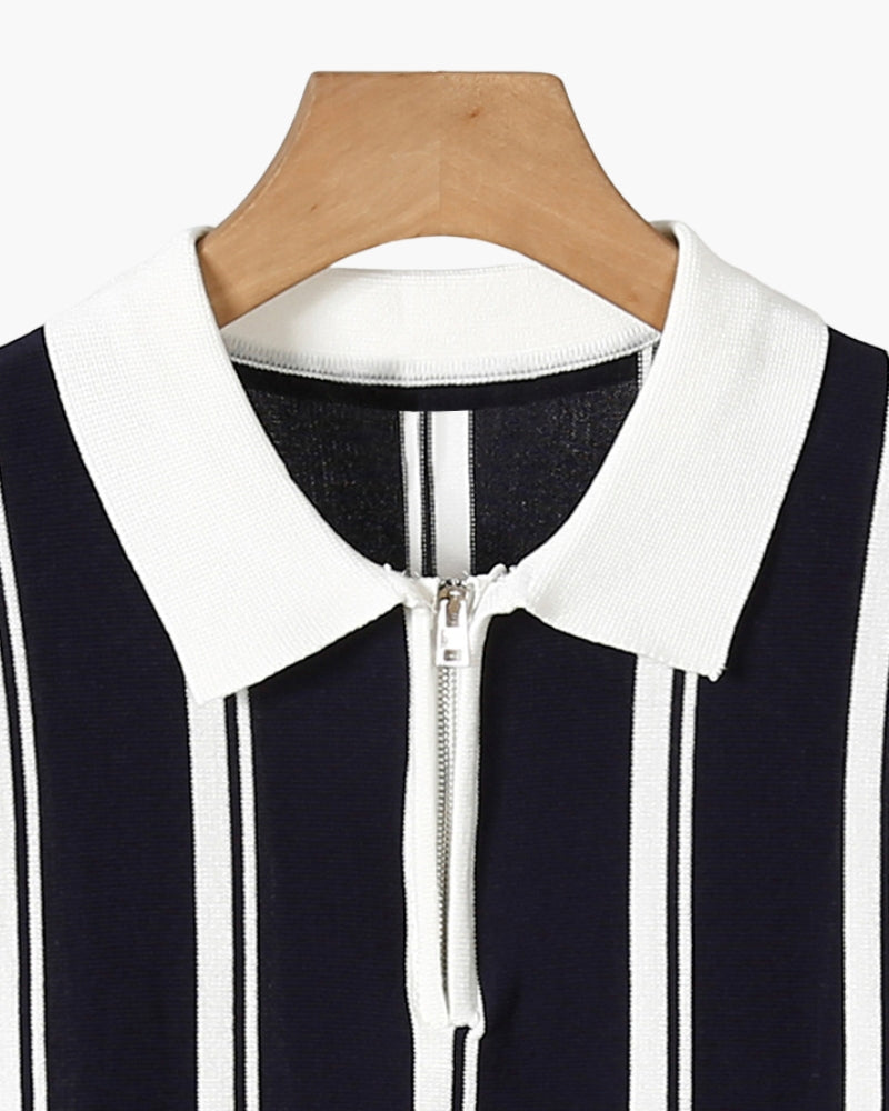 POLO HOMME | DEMI-ZIP | À RAYURES