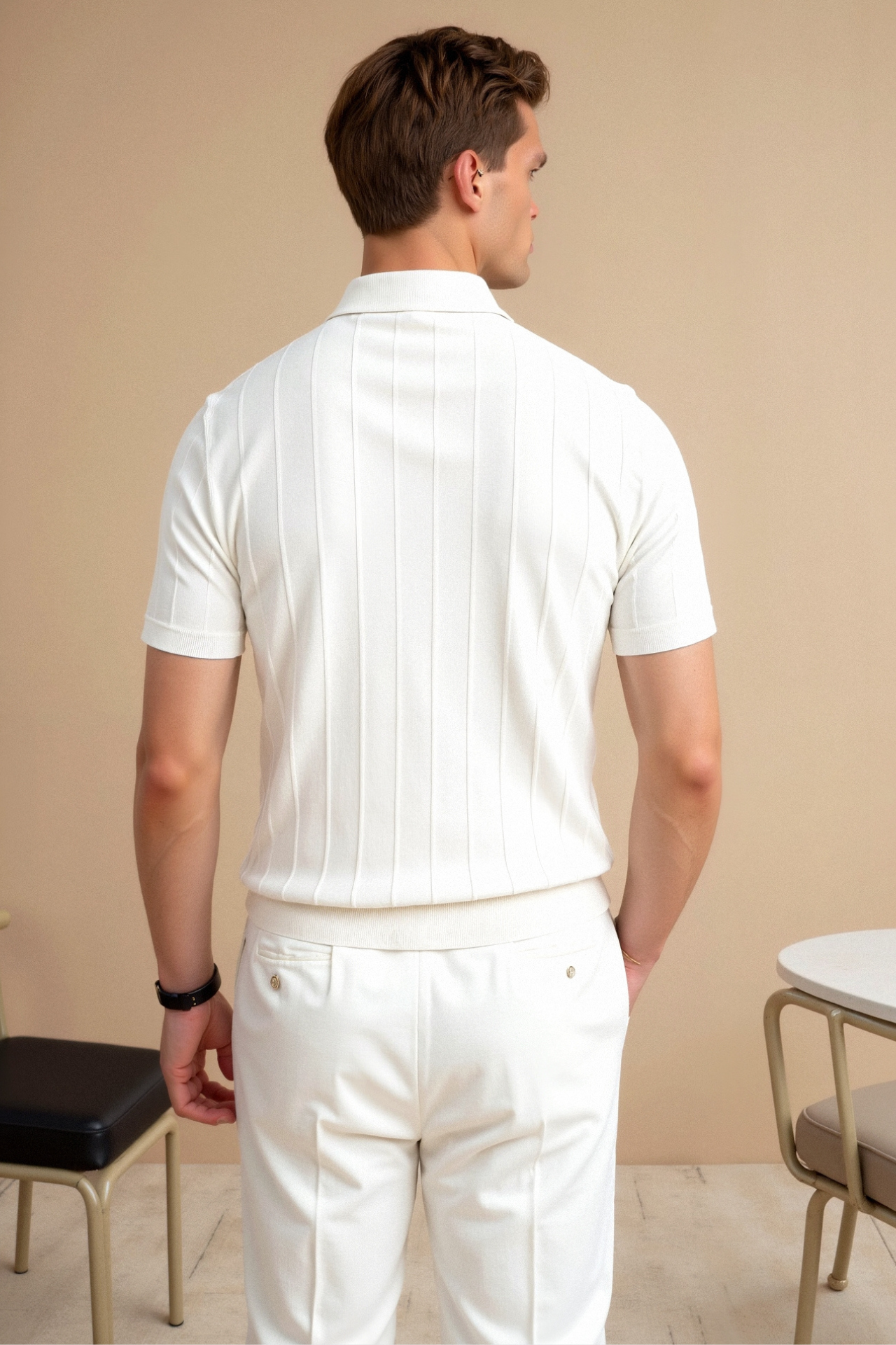 Polo À Rayures Verticales Pour Homme