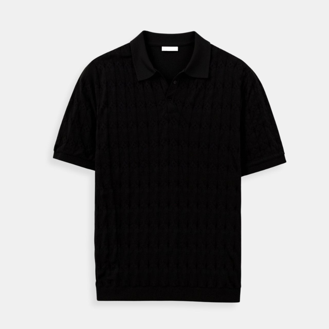 Polo Homme Col V à Maille Torsadée