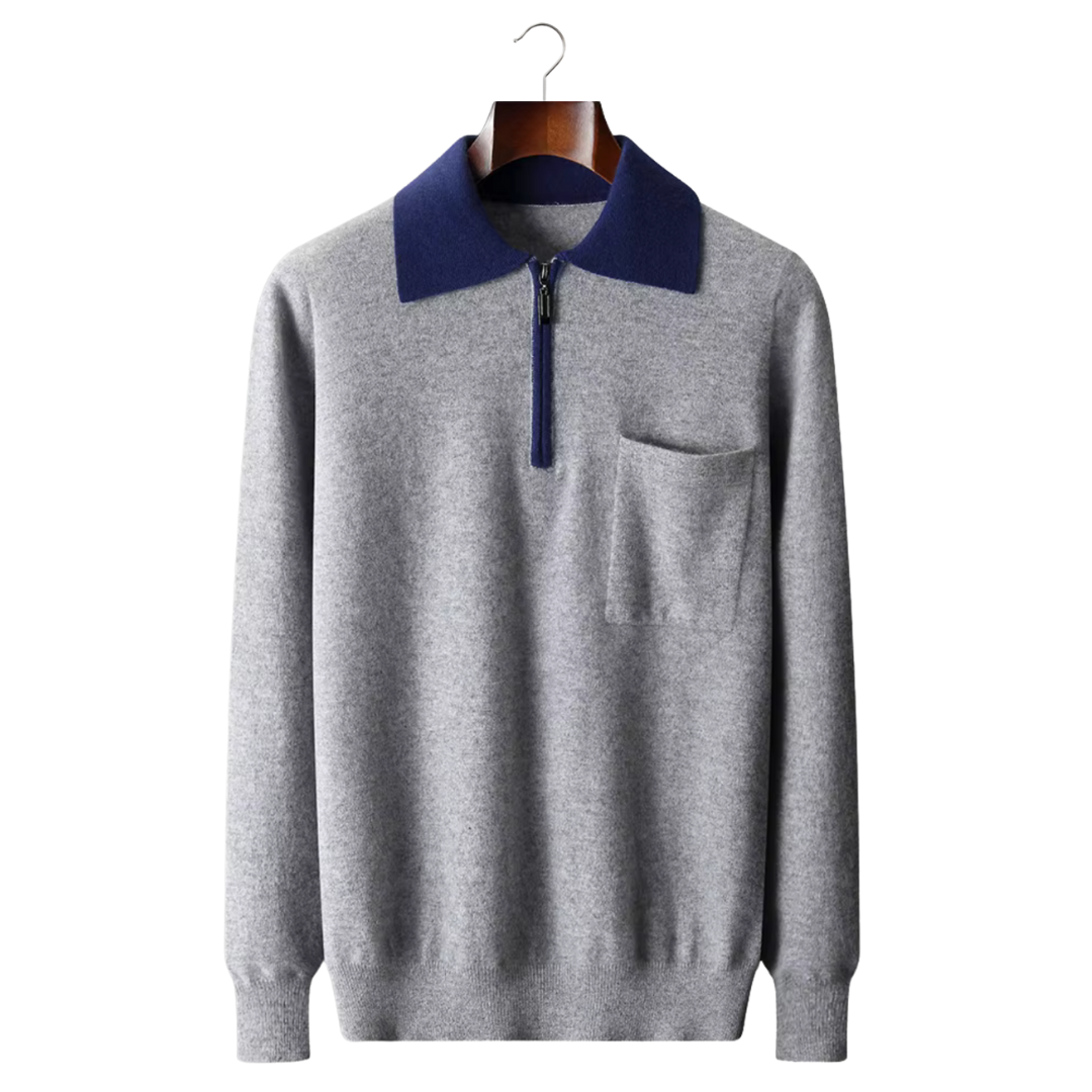 Polo Homme Zippé Bicolore | Coupe Droite