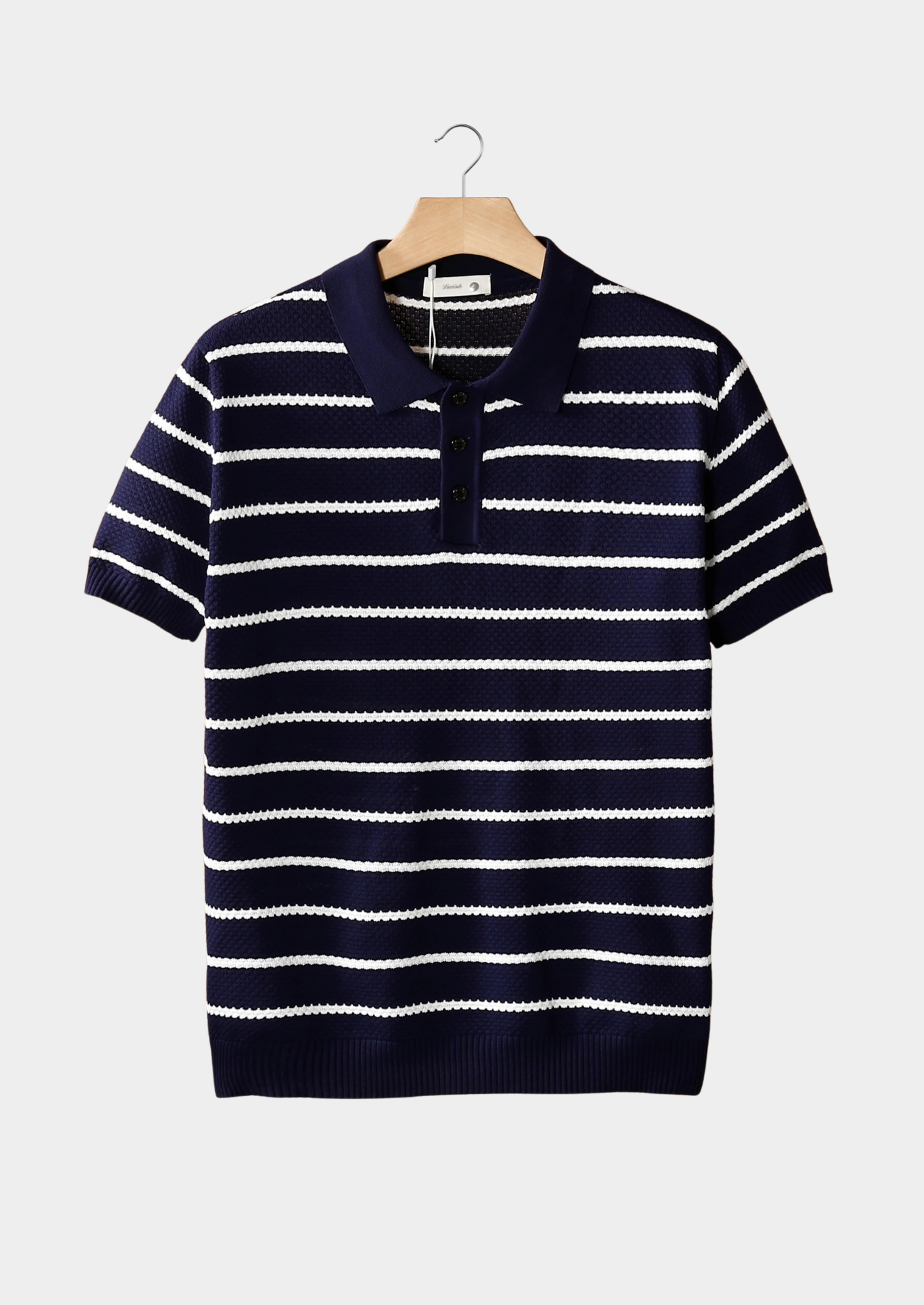 Polo Boutonné Texturé À Rayures Pour Homme