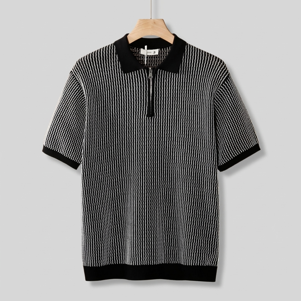 POLO HOMME | TEXTURÉ GÉOMÉTRIQUE | ZIP