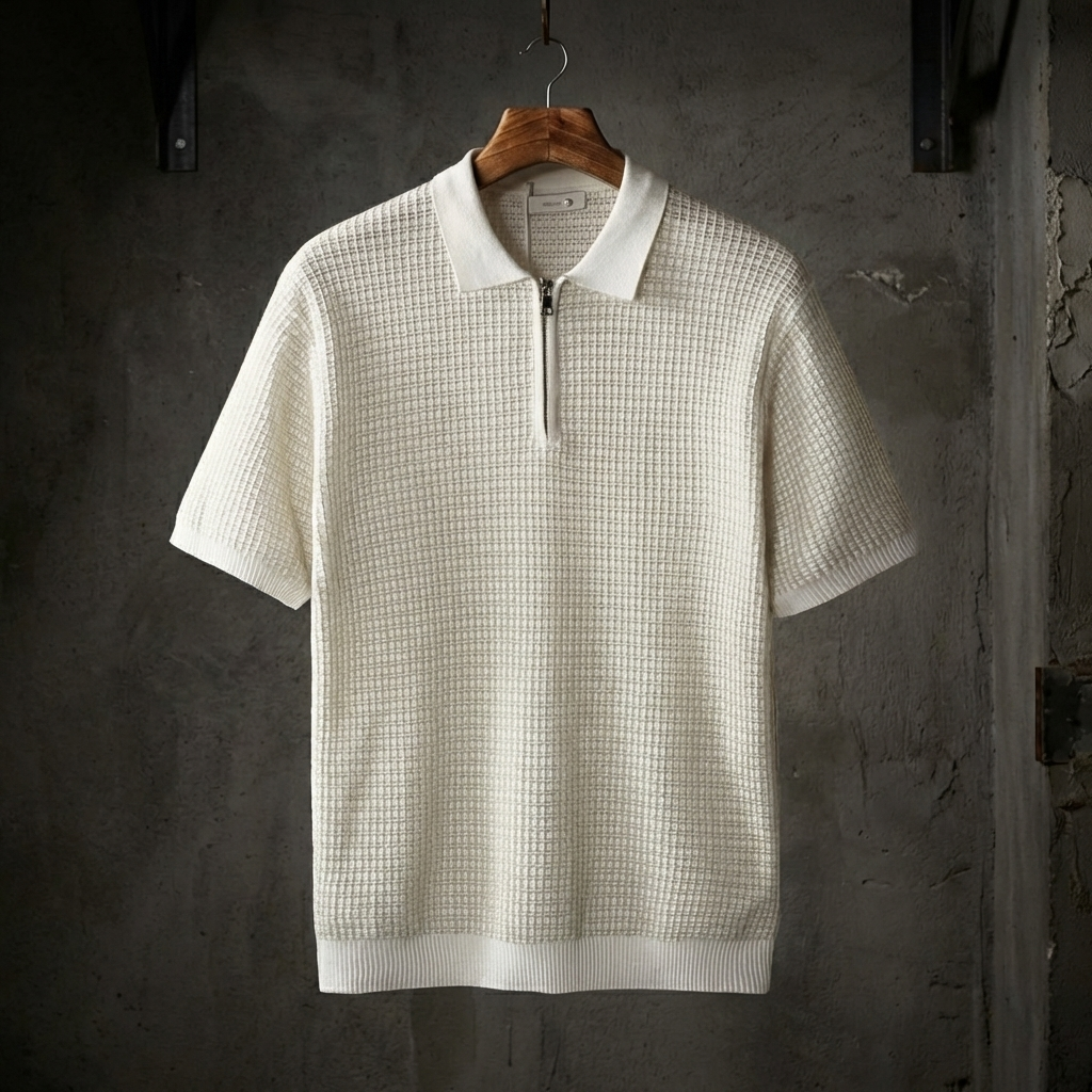 POLO HOMME | TEXTURÉ GÉOMÉTRIQUE | ZIP